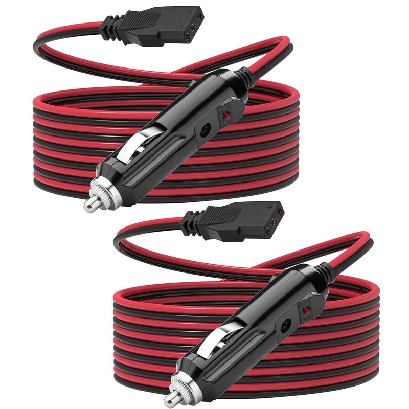 Ullnosoo CB Radio Power Cord, 2 Pack 3 Pin 2-Wire with 12V Lighter Plug Compatible with Cobra Galaxy Stryker Midland Uniden Connex Victrola, 4.8ft 16AWG Heavy Duty Power Cable CB Ham Radio Accessory - Image 1